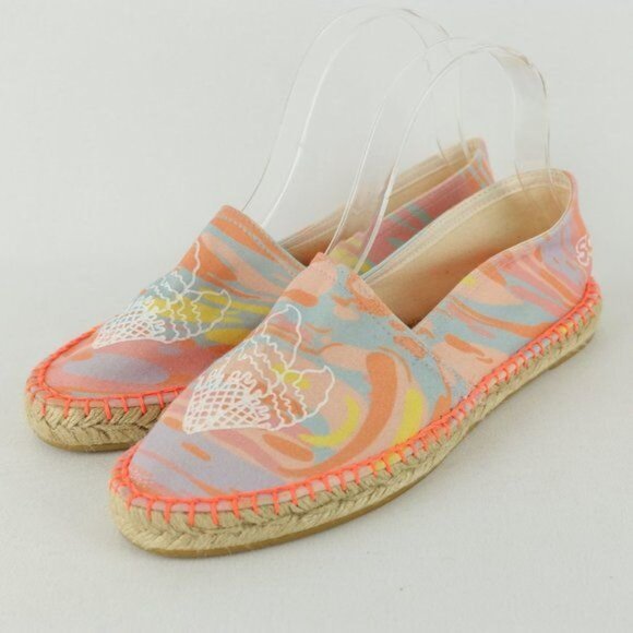 Stella McCartney Kids Size 38 Pink Orange Textile Slip On Flat Espadrilles - Picture 3 of 8